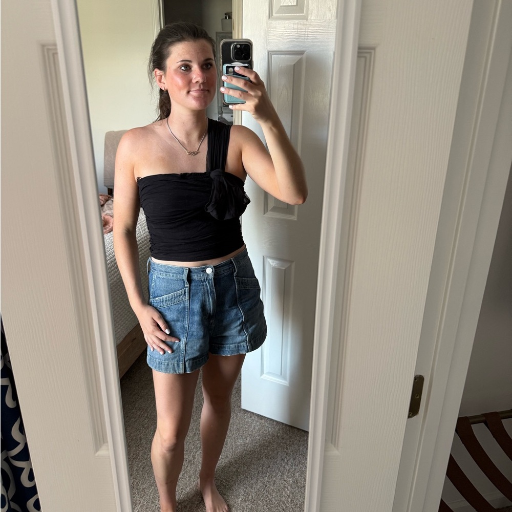 Maeve Black One-Shoulder Top